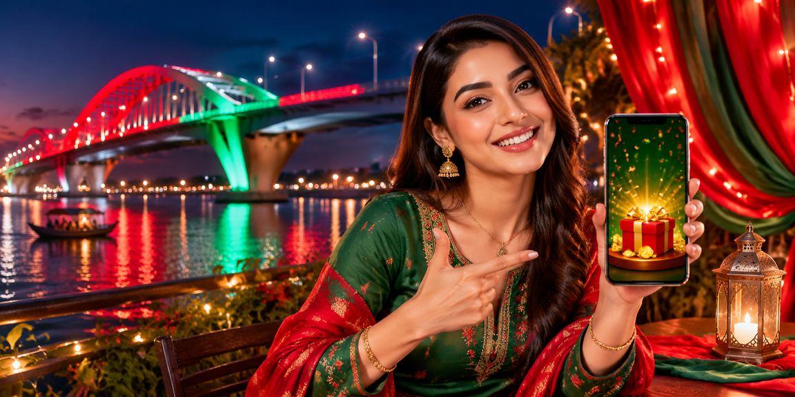 A user in red-green attire playing 432 casino on mobile in Rajshahi